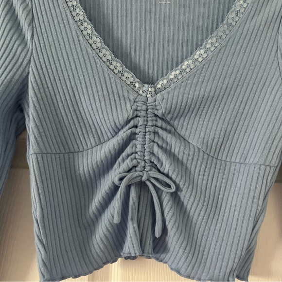 Pacsun Pac Cares Blue Long Sleeve Crop Shirt - Picture 3 of 5